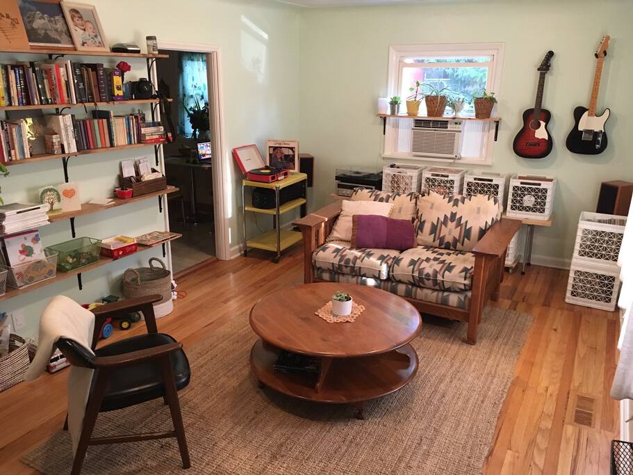 Snuggle up and enjoy a record in our cozy living room