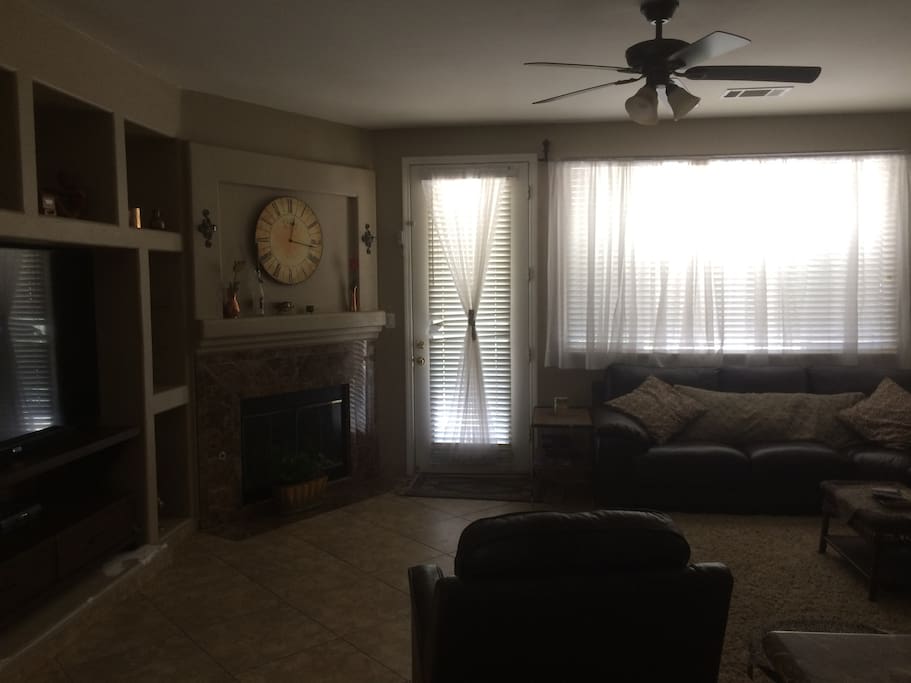 Living room with 70 inch tv