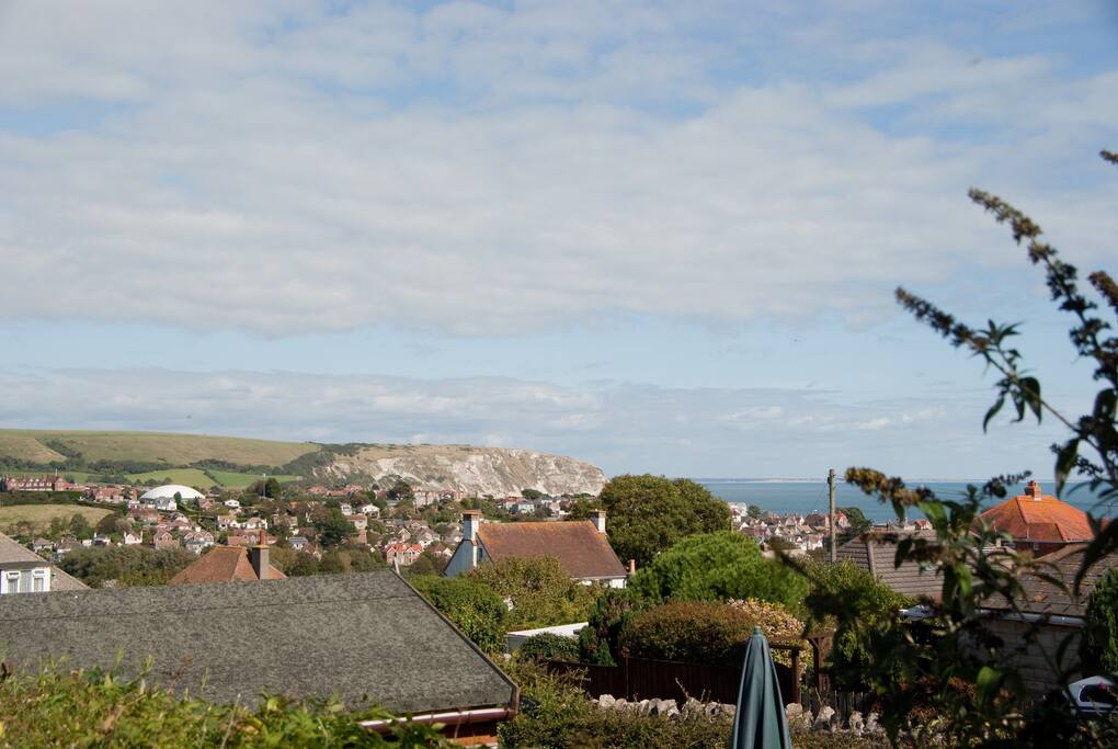 Looking east towards Ballard Down from the garden
