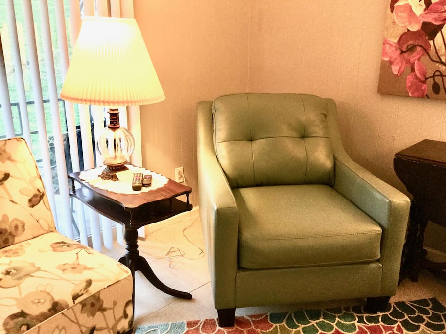The living area is perfect for sipping your coffee first thing in the morning or watching your favorite shows