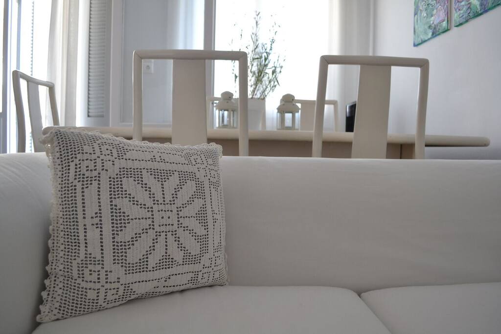 Sit back and relax at the comfortable couch.