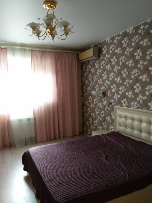Big room with big bed. Conditioner. Big modern TV