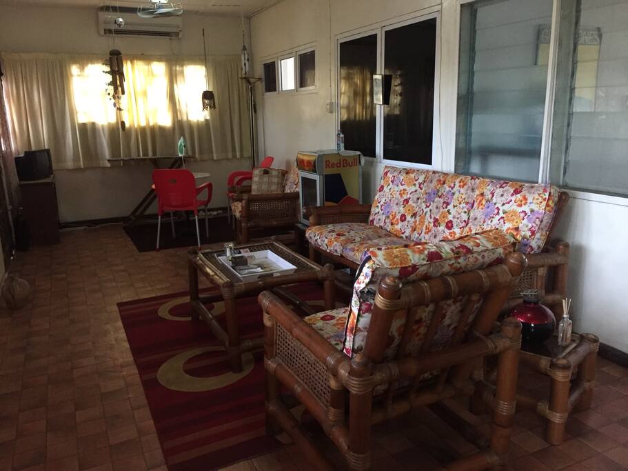 Lovely breezy balcony space for relaxation. AC optional.Mini fridge.