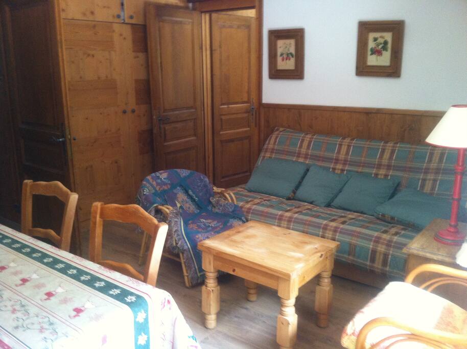 Surface totale 26m2 - Pièce principale canapé convertible clic clac 140