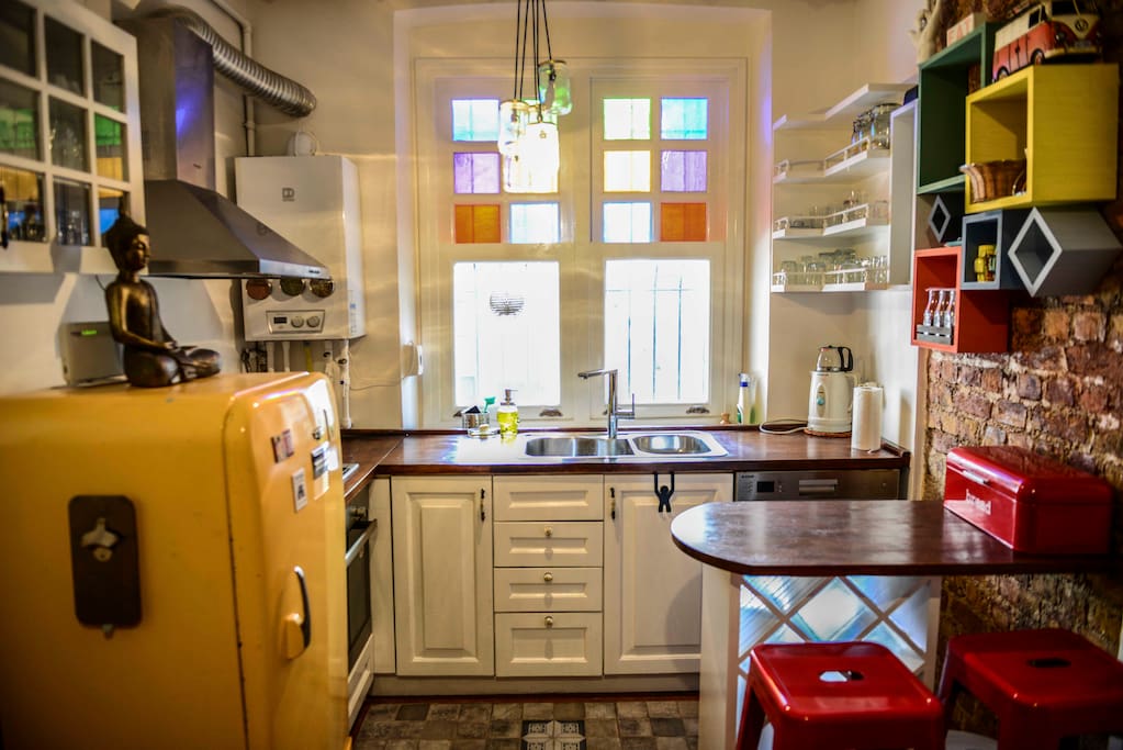 Fully equipped kitchen with modern appliances
