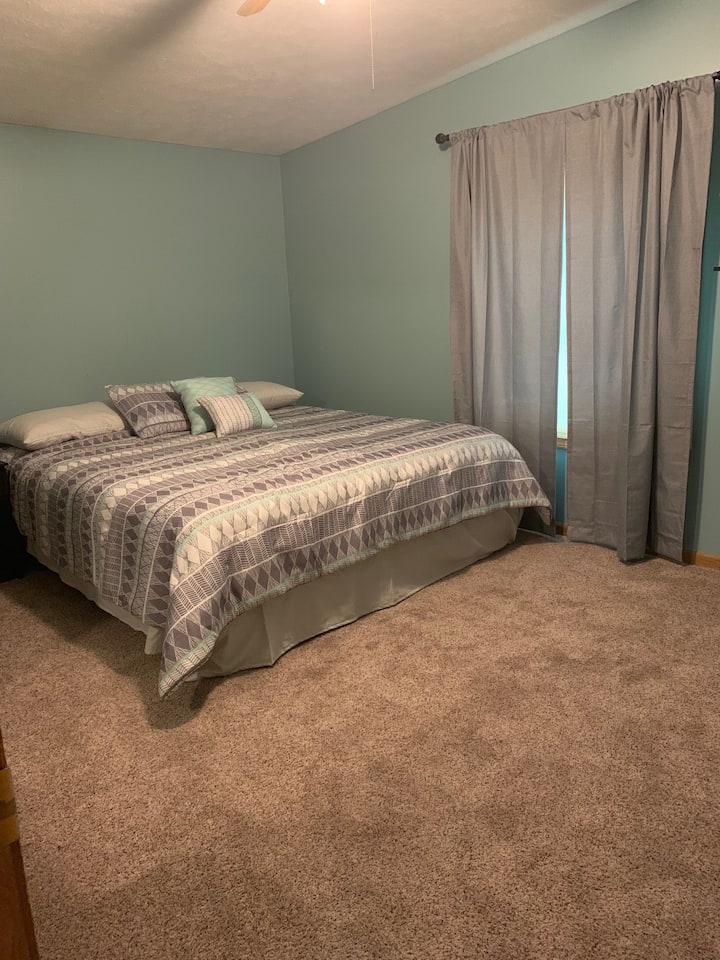 Bedroom on main floor, king size bed