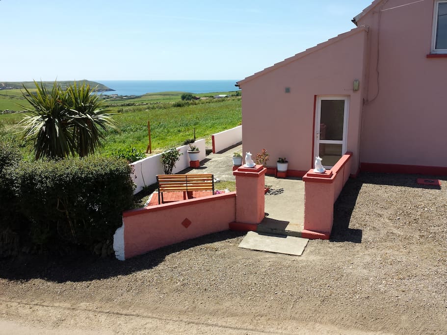 View of sea (1km) and rolling country side from entrance