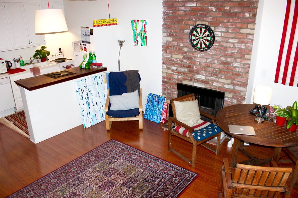 An open-concept studio space