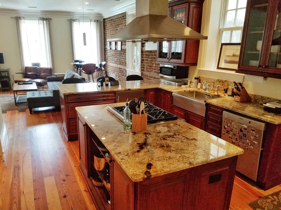 Kitchen overlooking living area