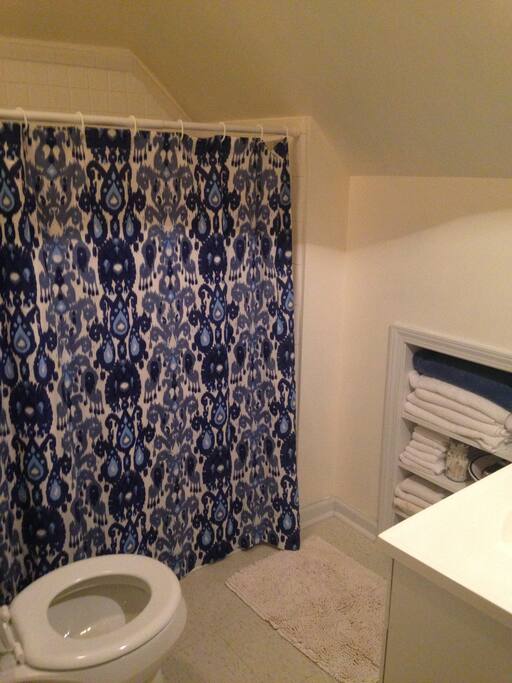 This is your en-suite, personal bathroom stocked with plenty of towels, and any toiletries you might need!