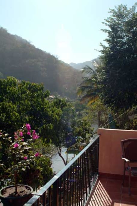 View from the dining patio as the sun rises over the east.