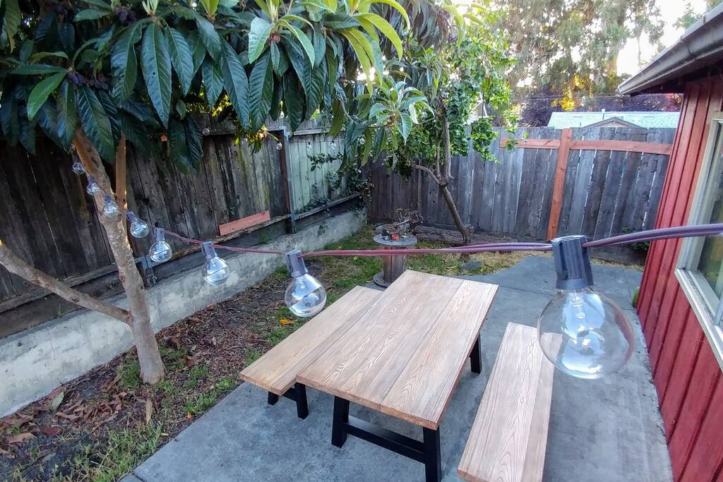 Private lighted patio out back
