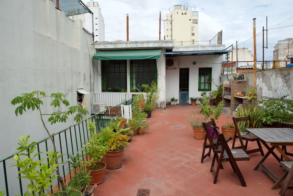 View of apartment from the terrace with plants