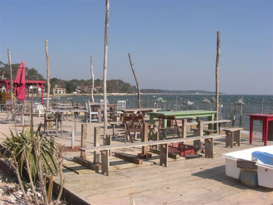 Terrasse cabanes a huitre Cap Ferret