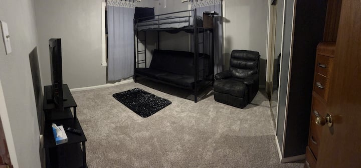 This is the third bedroom with a bunkbed. It has a twin on top and a futon on bottom so it can be a couch during the day and a full size bed in the evening.