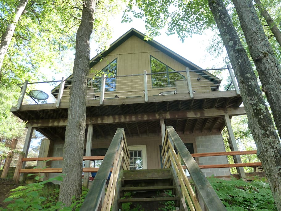 Close up view of the home facing the lake