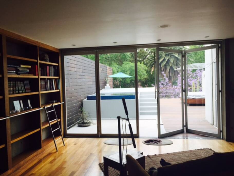 living room and terrace