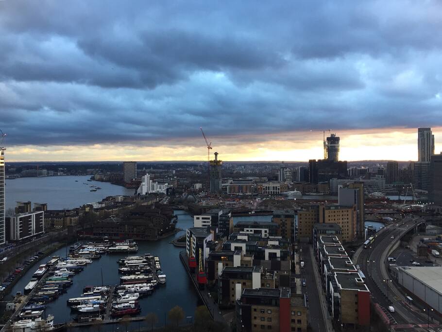 View from private balcony overlooking the Thames, Greenwich and the O2