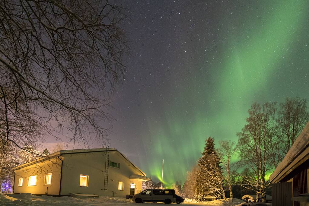Villa Apukka's location is perfect to see auroras at the Rovaniemi