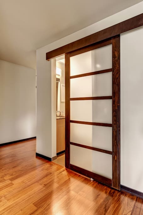 Shoji-style doors for the bedrooms and bathroom.