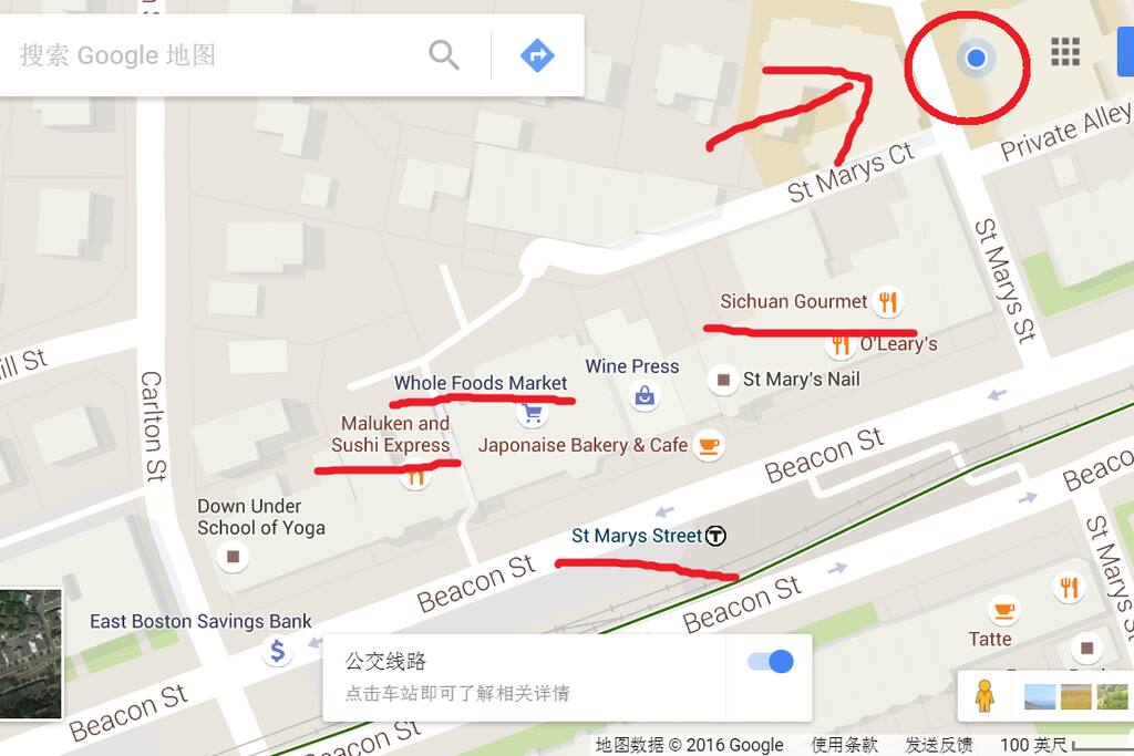 Near subway station and multiple shops and restaurants.