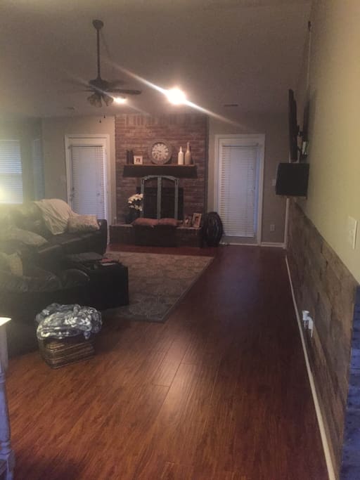 Large open living room and kitchen