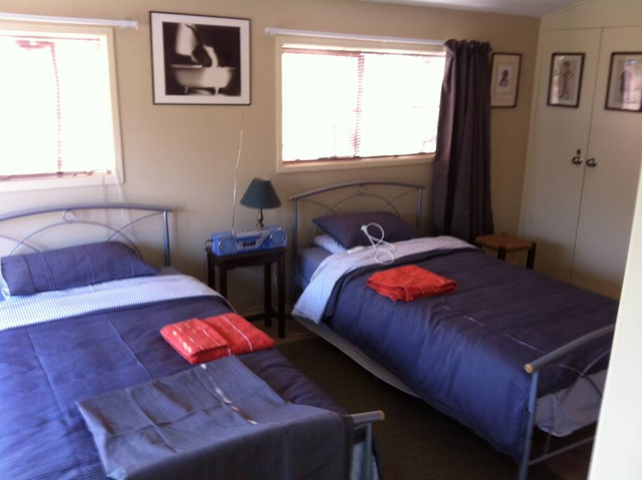 Two very comfortable king single beds
