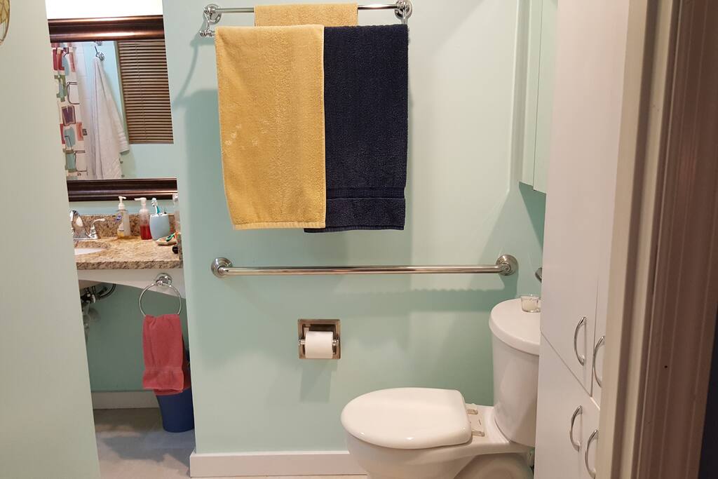 Clean and bright attached bathroom