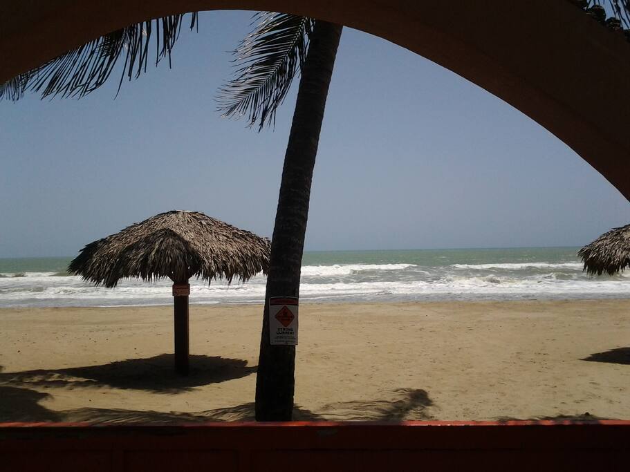 One step from the pool to the beach