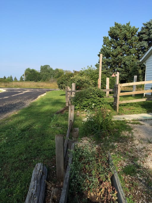 The view to the side and front of the house.