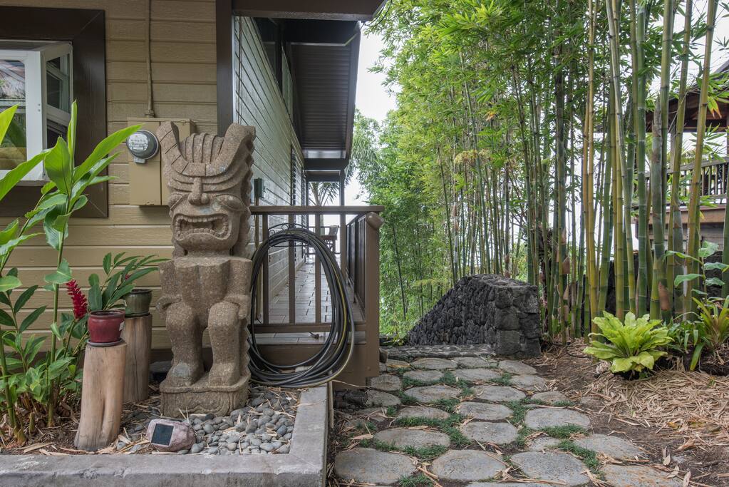Tiki Joe greets you on your way to your Suite. He's carved of solid stone.