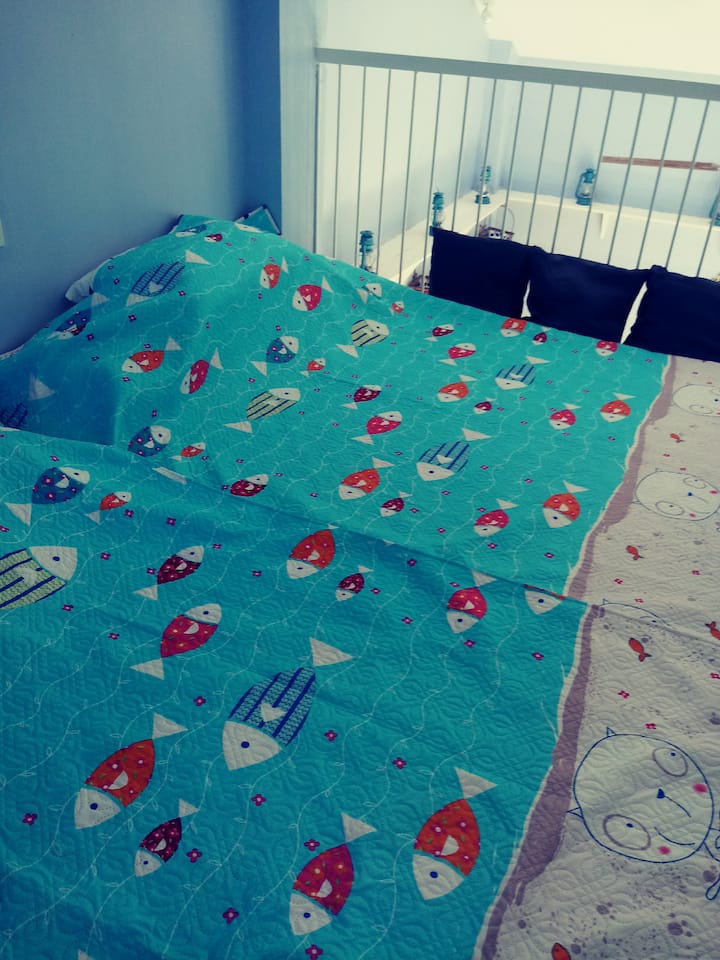 New aquarium comforter awaits our guests. 