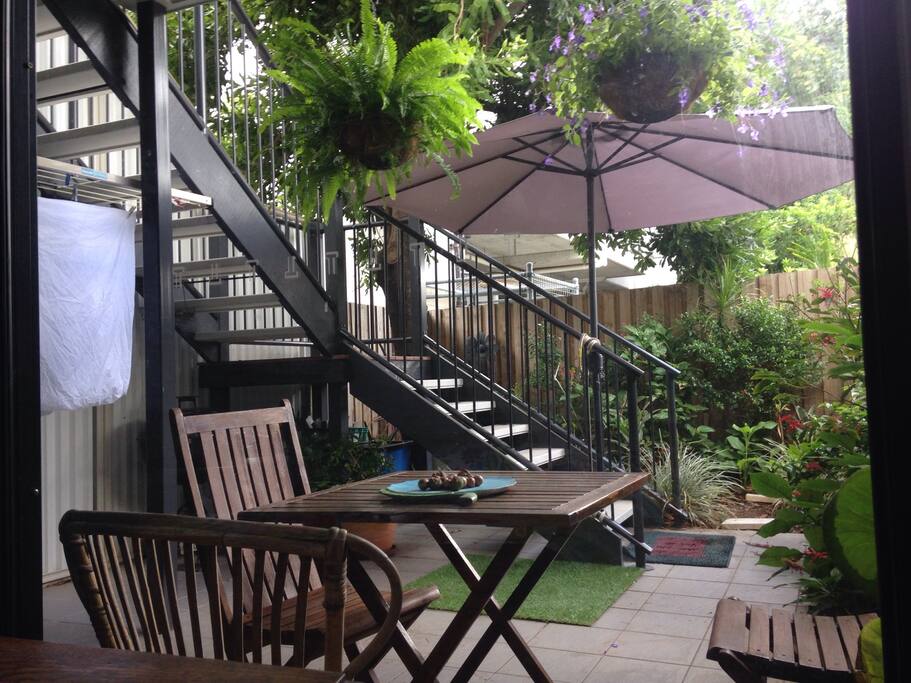 outlook onto private cool courtyard
