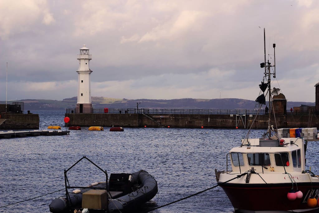 Walk along the pier for views across the Forth