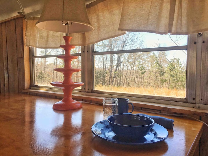 Dining table with pasture view