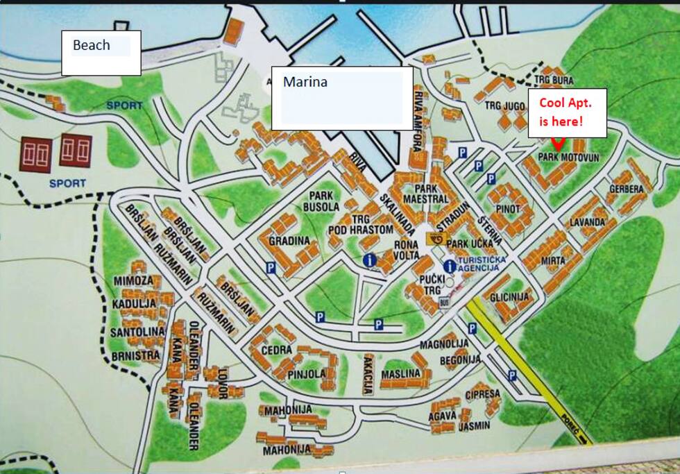 The mapp of Cervar with the location of the Cool Apt.