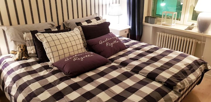 Large king bed in bedroom