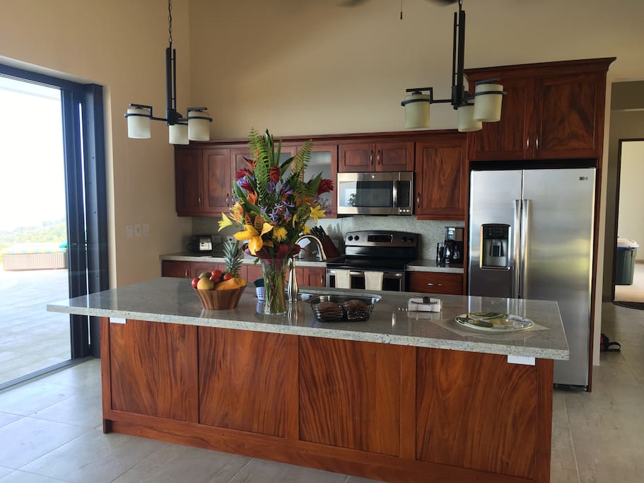 Gourmet appointed kitchen with island that seats 4 (stools not shown)