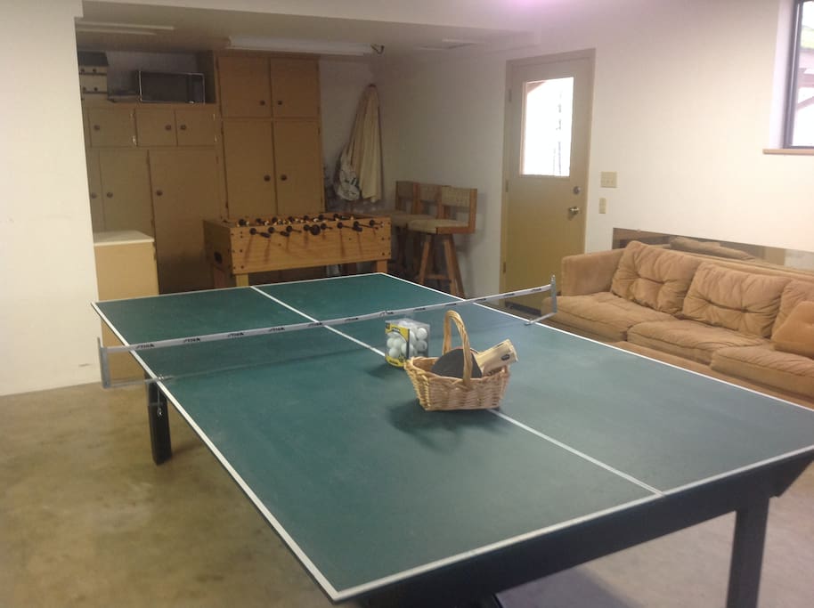 Nice Ping-Pong table and not as nice Foosball table in background