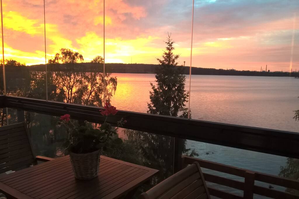 Midsummer sunset on a partly cloudy night