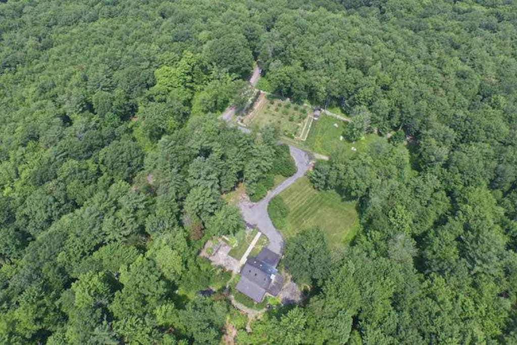 Ariel view of the house and 92 acres of the property.