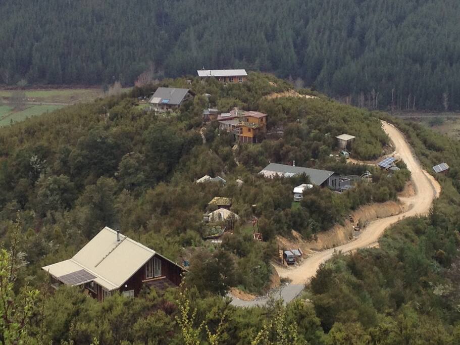 Te Manawa Eco Village—A Room at the Rock is at the top