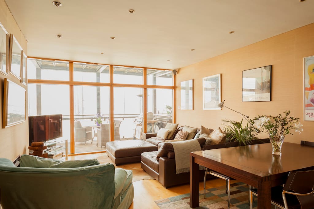 The Living Space with a view of Dublin bay