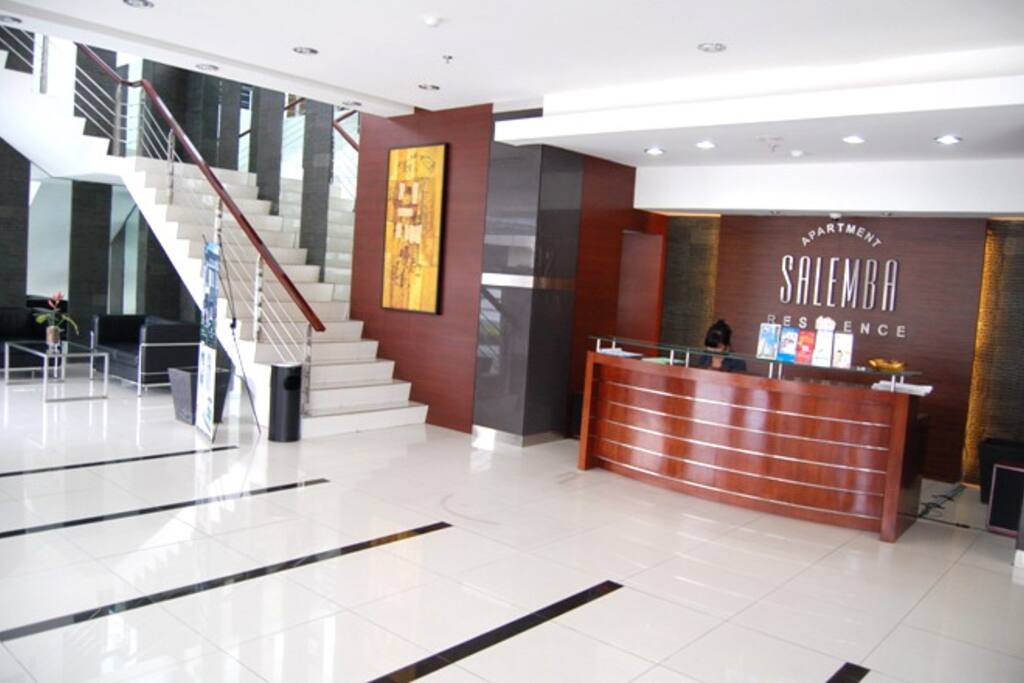the reception desk at the entrance/lobby