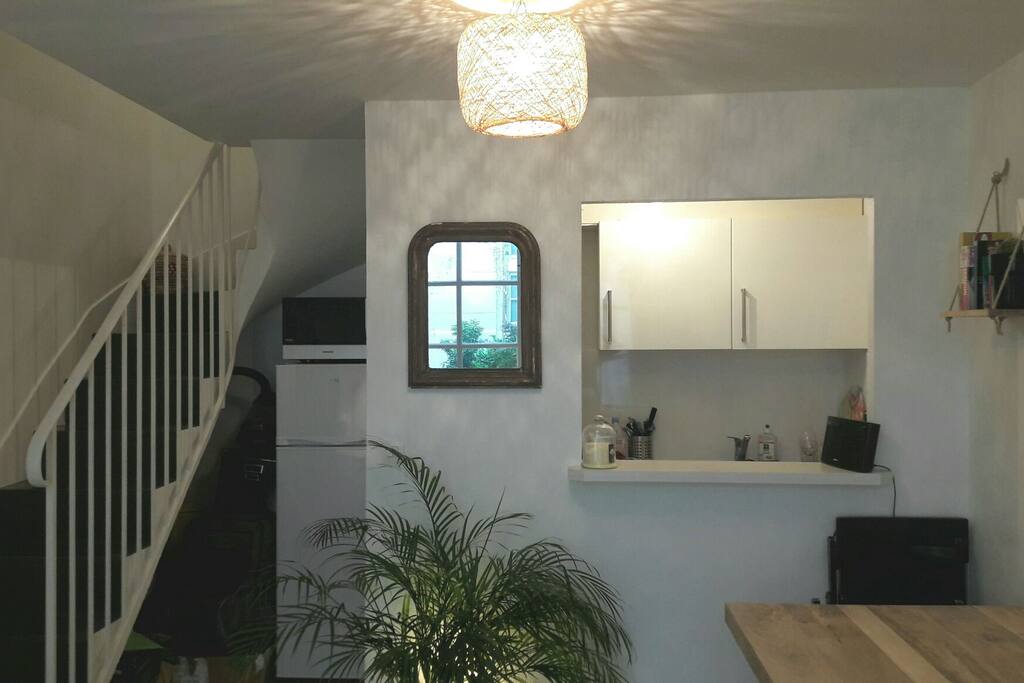 stairs to the bedroom and bathroom
kitchen fully furnished