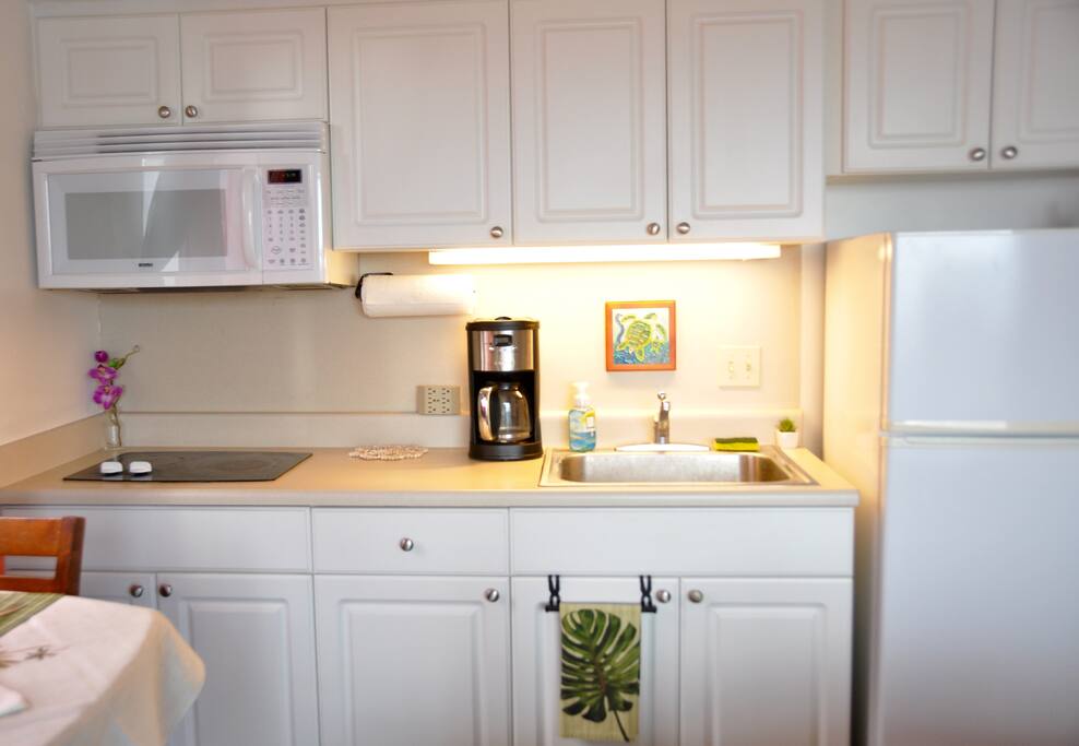 Kitchen area , toast Oven, rice cooker, pot......