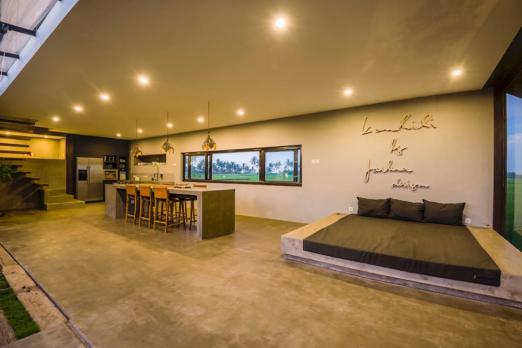 Open living room and kitchen