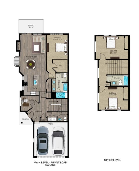 Floor plan, corner Unit, main floor master, office/twin