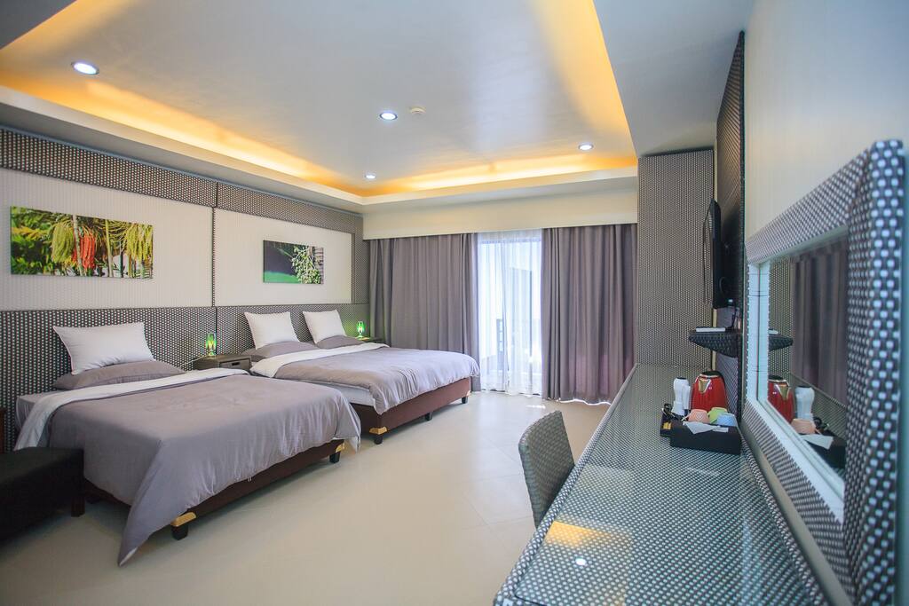 The beds and on the right is your balcony.