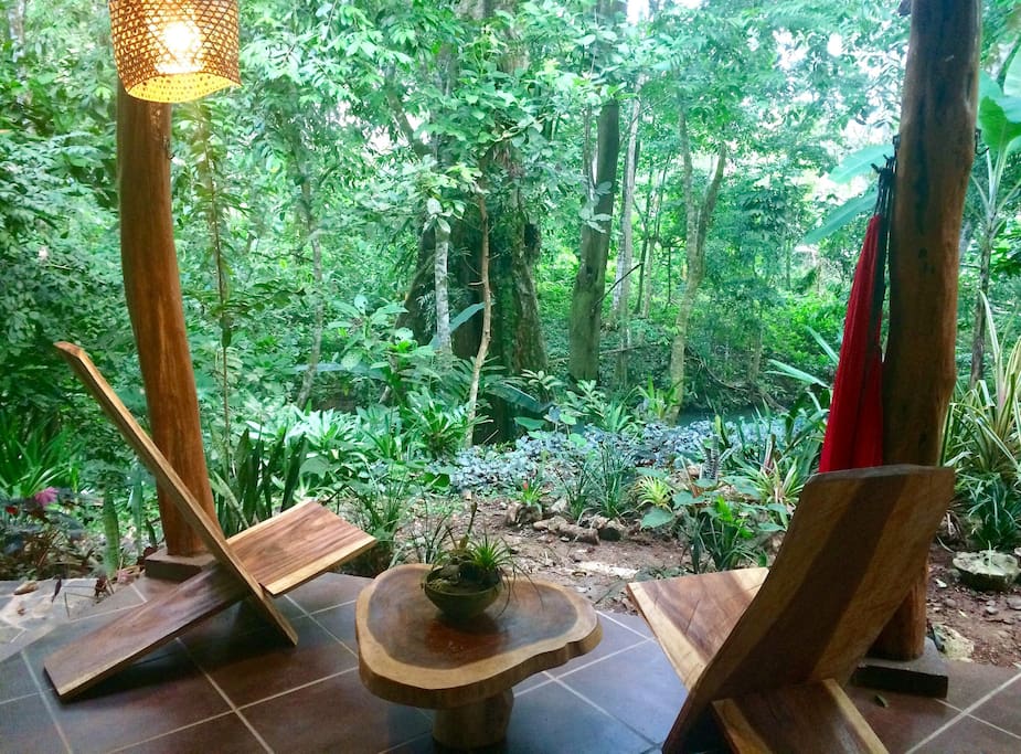 Rustic elegance...your front porch view overlooking the river below.